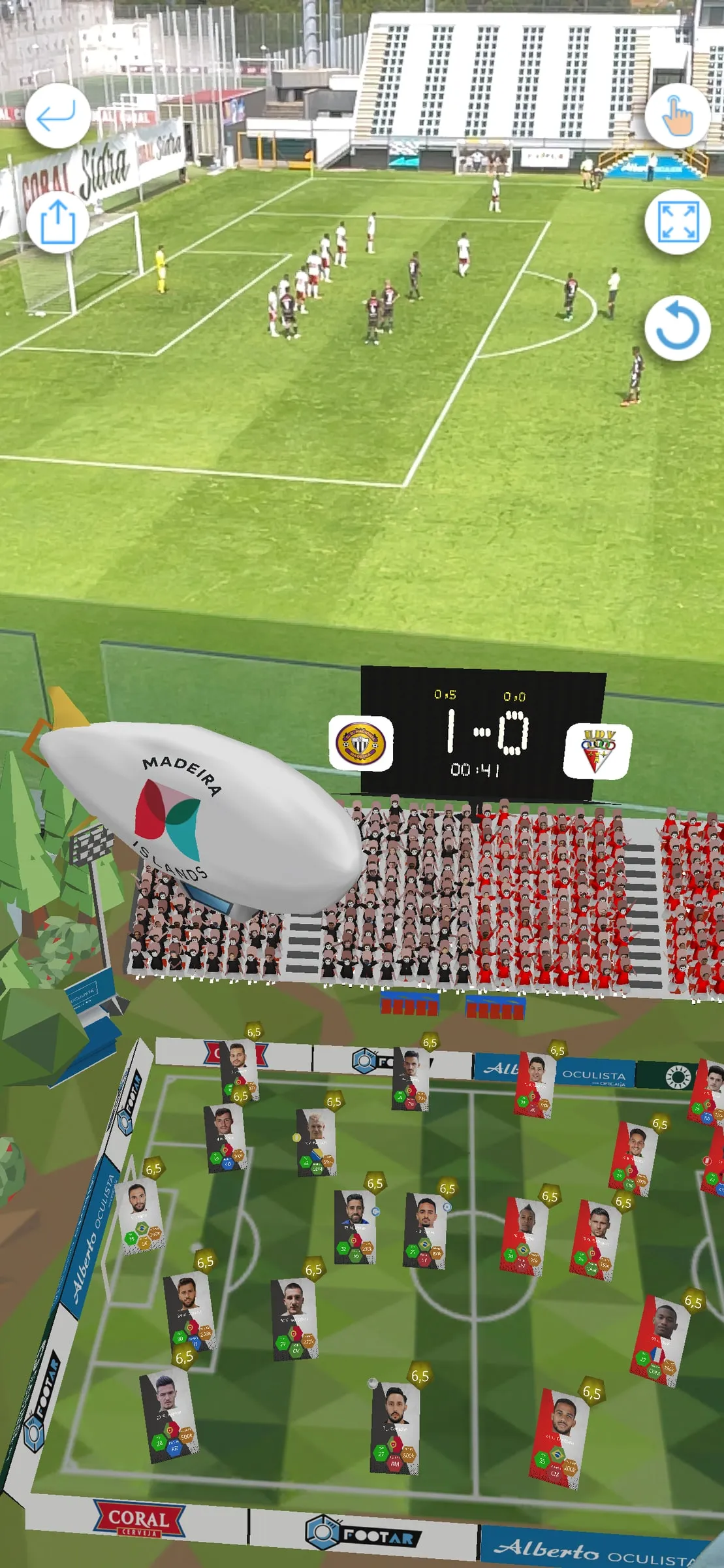 FootAR Live 3D Match Tracker on a phone